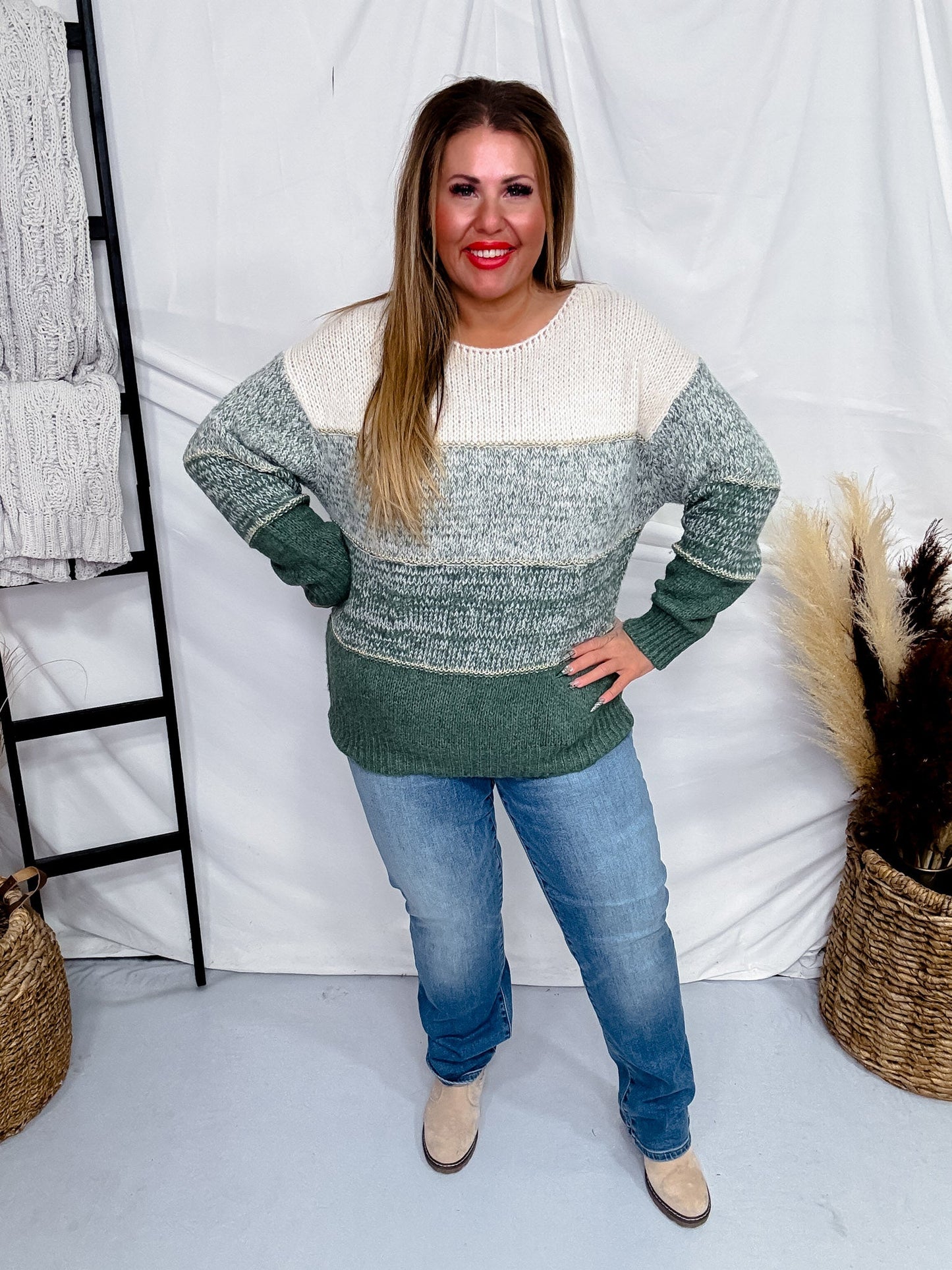 Olive Two - Toned Pullover Sweater - Whiskey Skies - BIBI