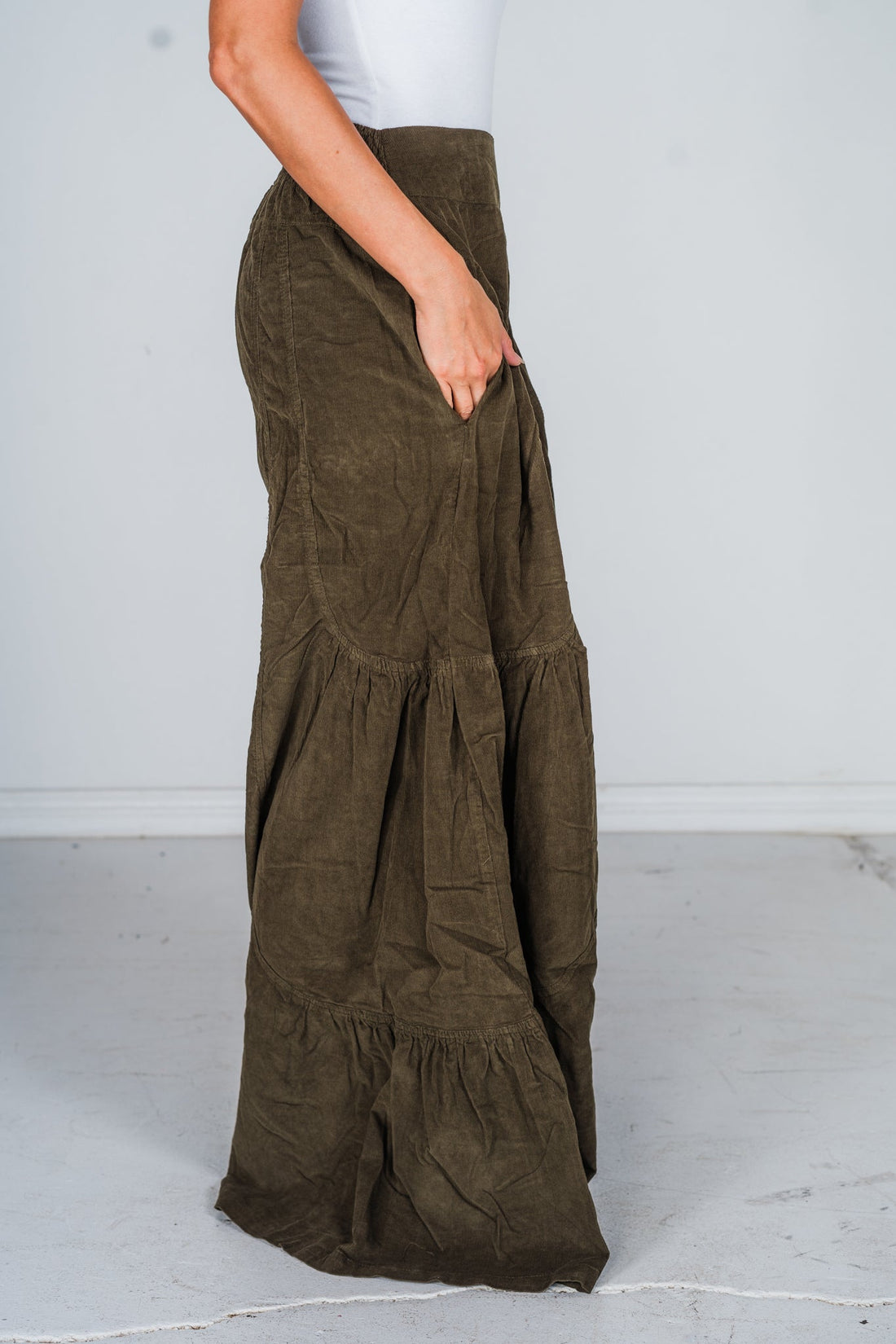 Olive Wide Leg Palazzo Pants - Whiskey Skies - BLUEVELVET