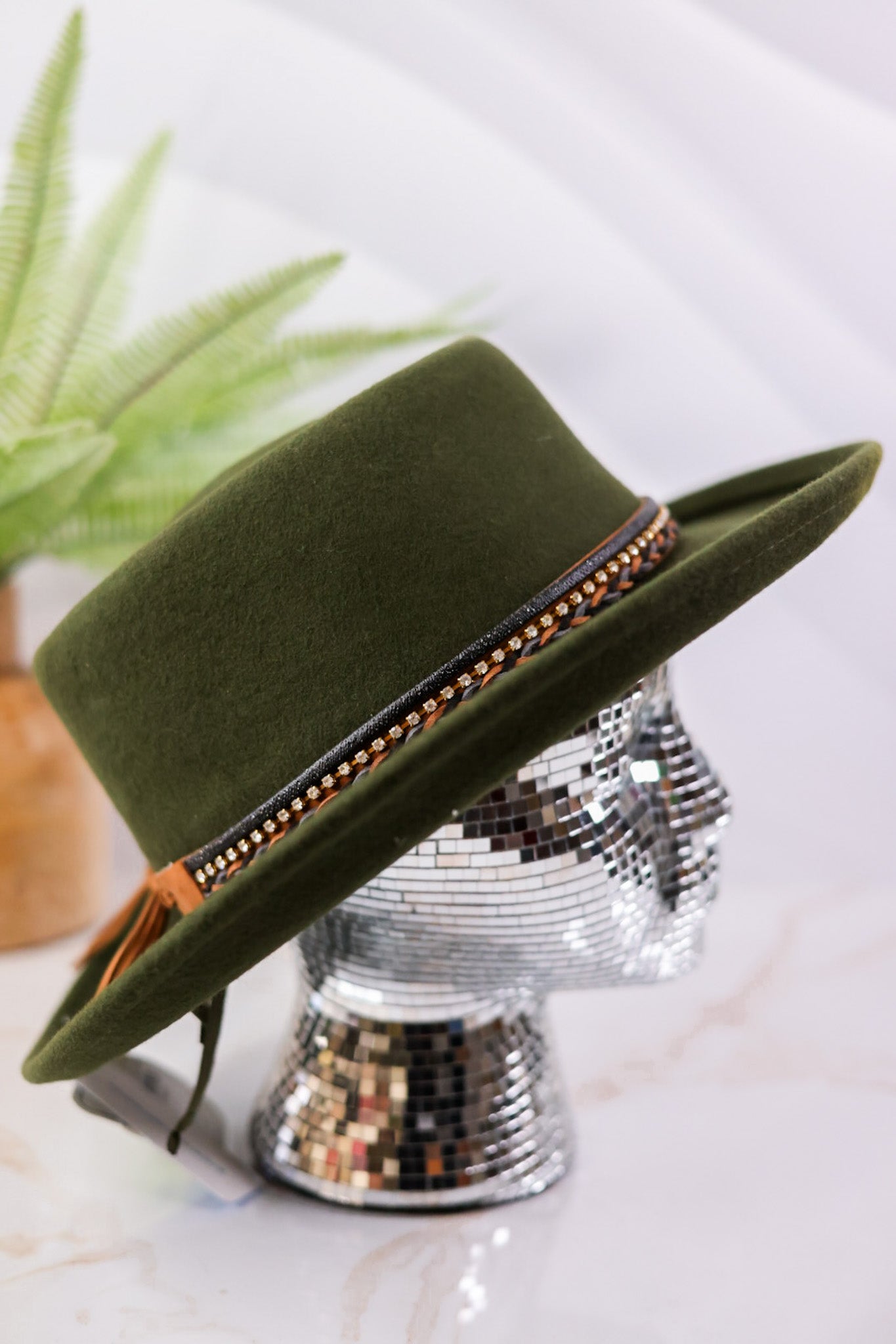 Olive Wool Fedora With Hat Band - Whiskey Skies - SAN DIEGO HAT COMPANY