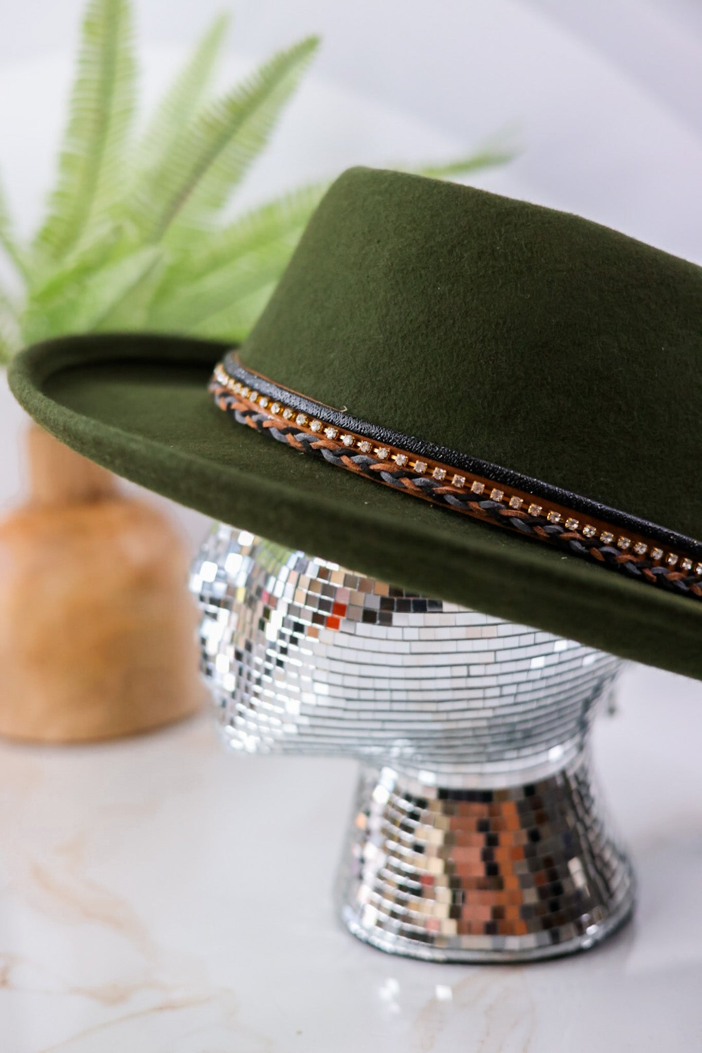 Olive Wool Fedora With Hat Band - Whiskey Skies - SAN DIEGO HAT COMPANY