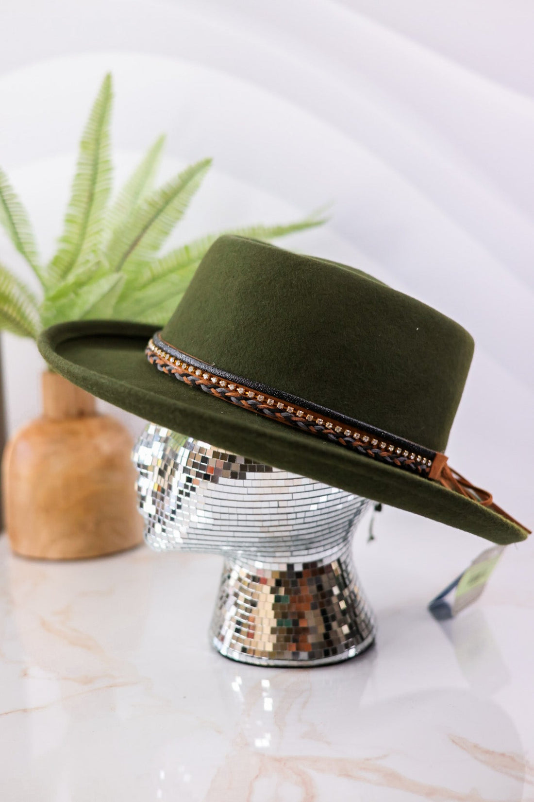 Olive Wool Fedora With Hat Band - Whiskey Skies - SAN DIEGO HAT COMPANY