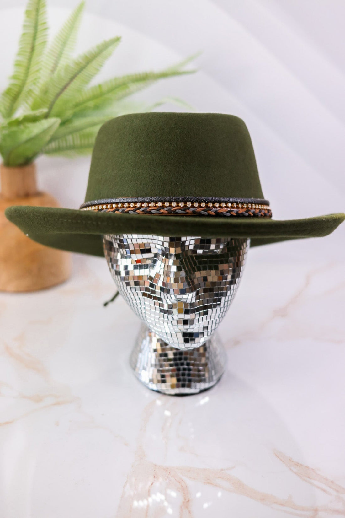 Olive Wool Fedora With Hat Band - Whiskey Skies - SAN DIEGO HAT COMPANY