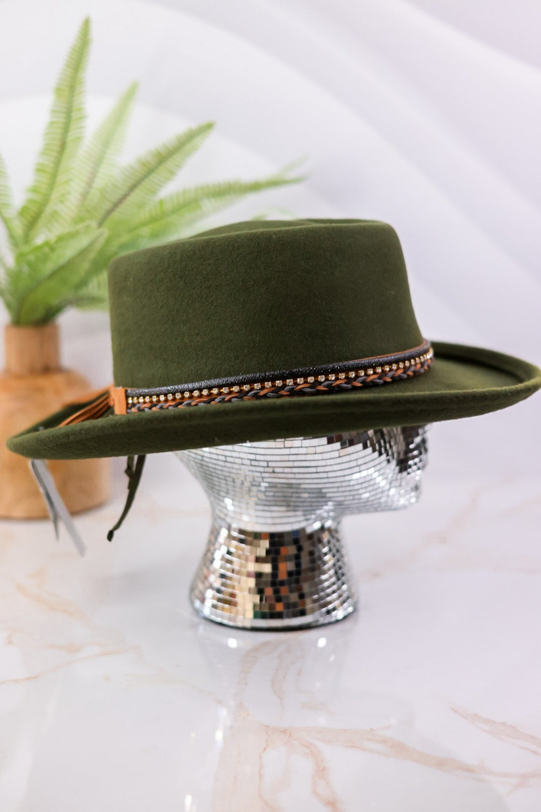 Olive Wool Fedora With Hat Band - Whiskey Skies - SAN DIEGO HAT COMPANY