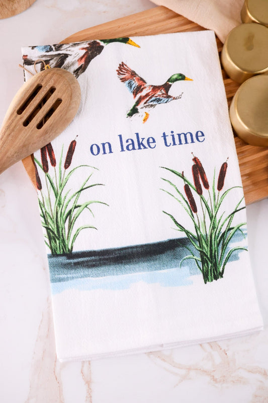 "On Lake Time" Flour Sack Towel - Whiskey Skies - MUD PIE
