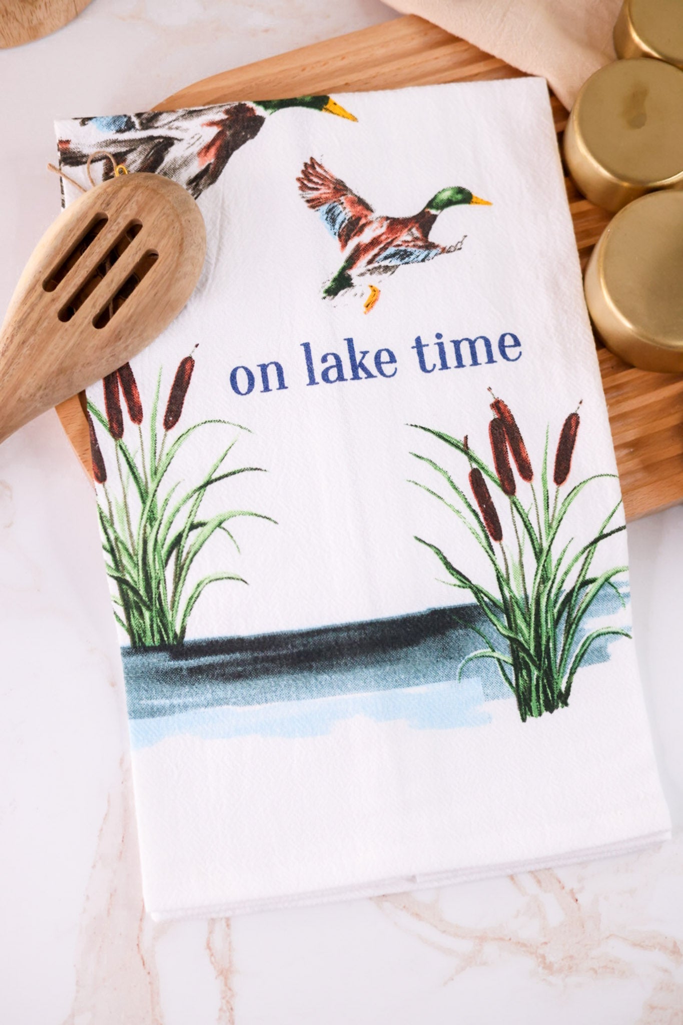 "On Lake Time" Flour Sack Towel - Whiskey Skies - MUD PIE