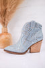 One Day Denim Rhinestone Ankle Boots - Whiskey Skies - VERY G