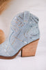 One Day Denim Rhinestone Ankle Boots - Whiskey Skies - VERY G