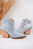 One Day Denim Rhinestone Ankle Boots - Whiskey Skies - VERY G