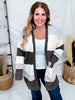 Open Front Coffee Striped Knit Cardigan - Whiskey Skies - ADORA