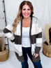 Open Front Coffee Striped Knit Cardigan - Whiskey Skies - ADORA