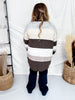 Open Front Coffee Striped Knit Cardigan - Whiskey Skies - ADORA