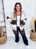 Open Front Coffee Striped Knit Cardigan - Whiskey Skies - ADORA