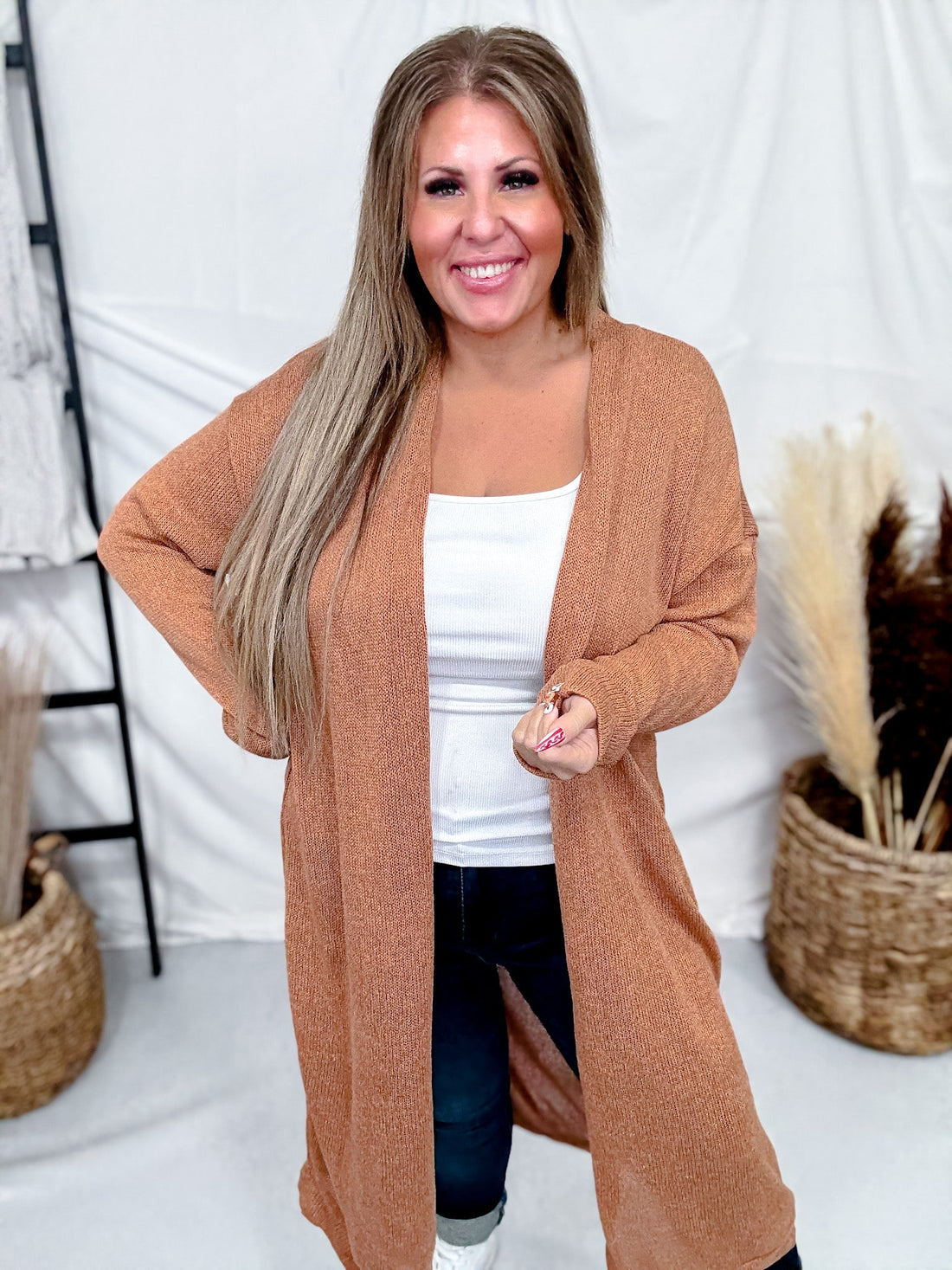 Open Front Lightweight Knit Sweater Cardigan (8 Colors) - Whiskey Skies - DEAR SCARLETT