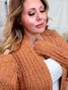 Open Front Popcorn Textured Cardigan In Adobe - Whiskey Skies - SWEET GENERIS
