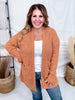 Open Front Popcorn Textured Cardigan In Adobe - Whiskey Skies - SWEET GENERIS