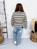 Open Stitch Multi-Color Crew Neck Striped Sweater - Whiskey Skies - SEW IN LOVE