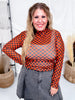 Orange And Black Checkered Long Sleeve Mesh Top - Whiskey Skies - STERLING KREEK