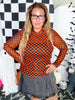 Orange And Black Checkered Long Sleeve Mesh Top - Whiskey Skies - STERLING KREEK