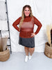 Orange And Black Checkered Long Sleeve Mesh Top - Whiskey Skies - STERLING KREEK