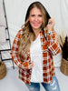 Orange and White Plaid Button Down with Hood - Whiskey Skies - DNA COUTURE