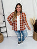 Orange and White Plaid Button Down with Hood - Whiskey Skies - DNA COUTURE