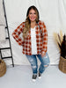 Orange and White Plaid Button Down with Hood - Whiskey Skies - DNA COUTURE