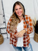 Orange and White Plaid Button Down with Hood - Whiskey Skies - DNA COUTURE