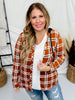 Orange and White Plaid Button Down with Hood - Whiskey Skies - DNA COUTURE