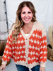 Orange & Beige Textured Button Up Sweater Cardigan - Whiskey Skies - BIBI