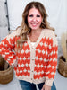 Orange & Beige Textured Button Up Sweater Cardigan - Whiskey Skies - BIBI