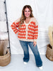 Orange & Beige Textured Button Up Sweater Cardigan - Whiskey Skies - BIBI