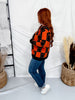 Orange & Black Checkered Ghost Print Cardigan - Whiskey Skies - BIBI