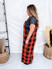 Orange & Black Plaid Flannel Wide Leg Overalls - Whiskey Skies - ODDI