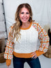 Orange Cream Cable Knit Sweater With Crochet Sleeves - Whiskey Skies - DAVI & DANI