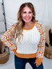 Orange Cream Cable Knit Sweater With Crochet Sleeves - Whiskey Skies - DAVI & DANI