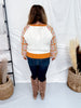 Orange Cream Cable Knit Sweater With Crochet Sleeves - Whiskey Skies - DAVI & DANI