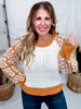 Orange Cream Cable Knit Sweater With Crochet Sleeves - Whiskey Skies - DAVI & DANI