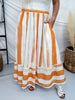 Orange & Cream Striped Midi Skirt - Whiskey Skies - POLAGRAM + BAEVELY