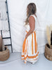 Orange & Cream Striped Midi Skirt - Whiskey Skies - POLAGRAM + BAEVELY