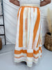 Orange & Cream Striped Midi Skirt - Whiskey Skies - POLAGRAM + BAEVELY