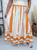 Orange & Cream Striped Midi Skirt - Whiskey Skies - POLAGRAM + BAEVELY