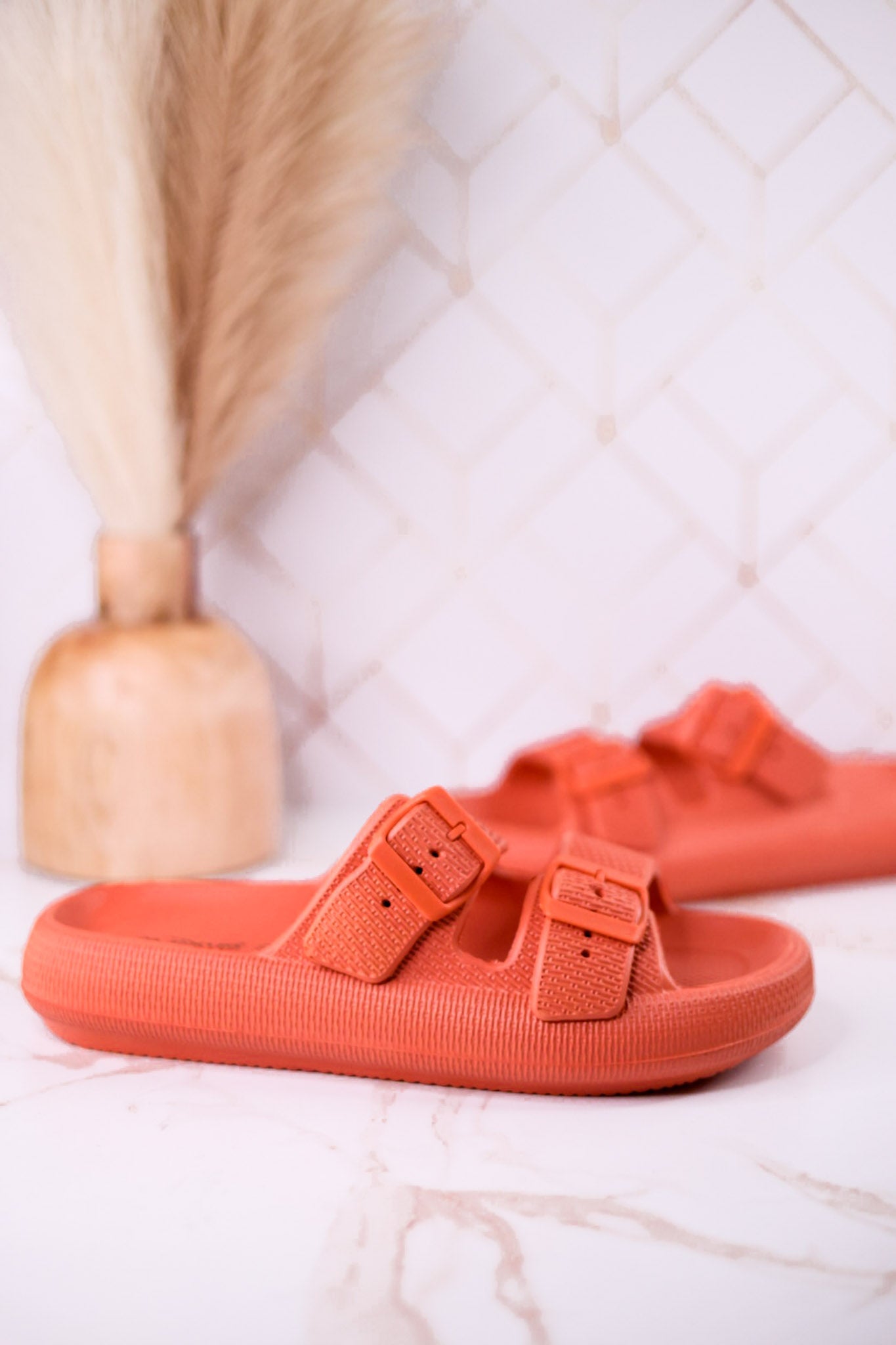 Orange Cushioned Waterproof Slides - Whiskey Skies - SPRING FOOTWEAR