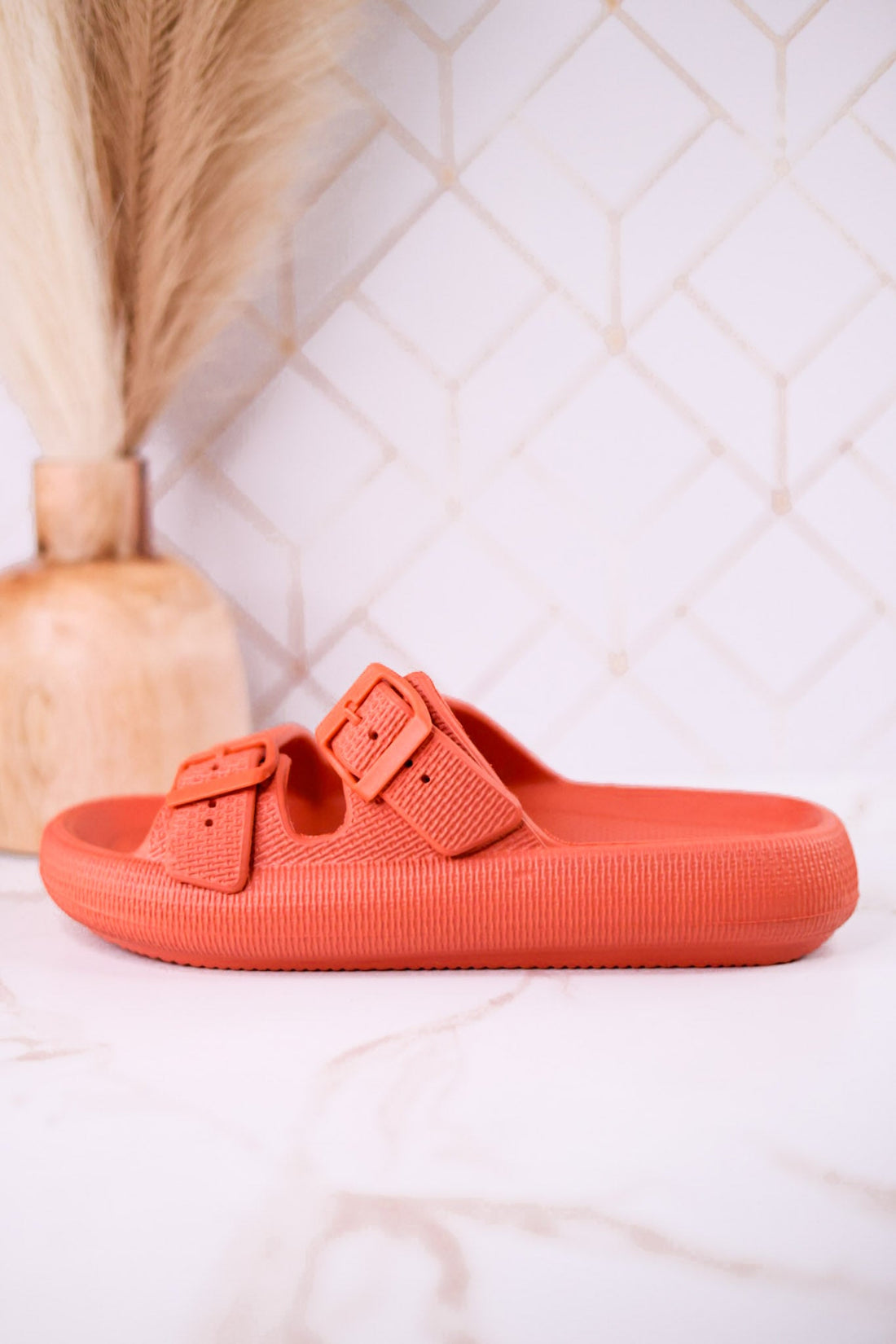 Orange Cushioned Waterproof Slides - Whiskey Skies - SPRING FOOTWEAR