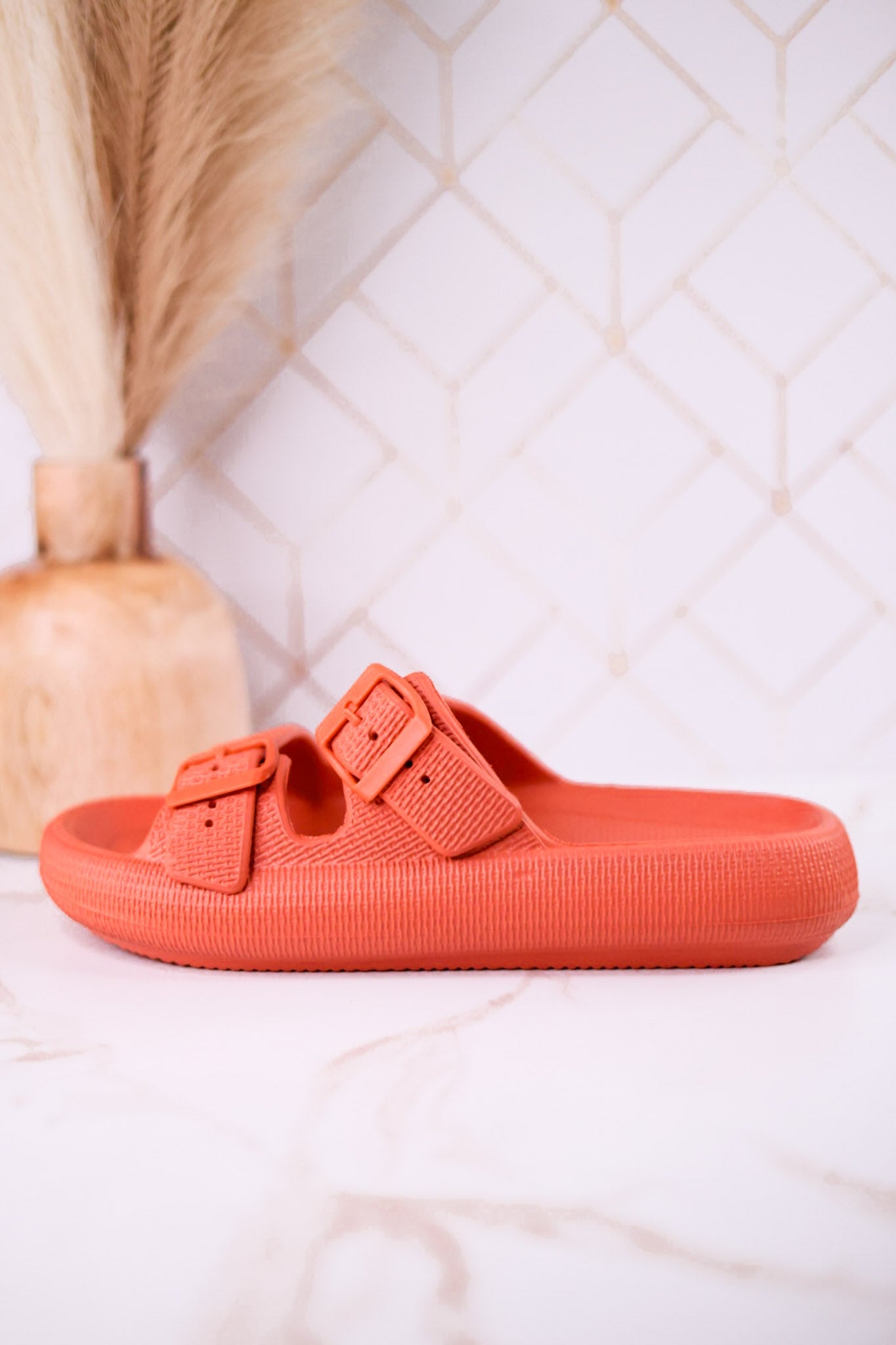 Orange Cushioned Waterproof Slides - Whiskey Skies - SPRING FOOTWEAR