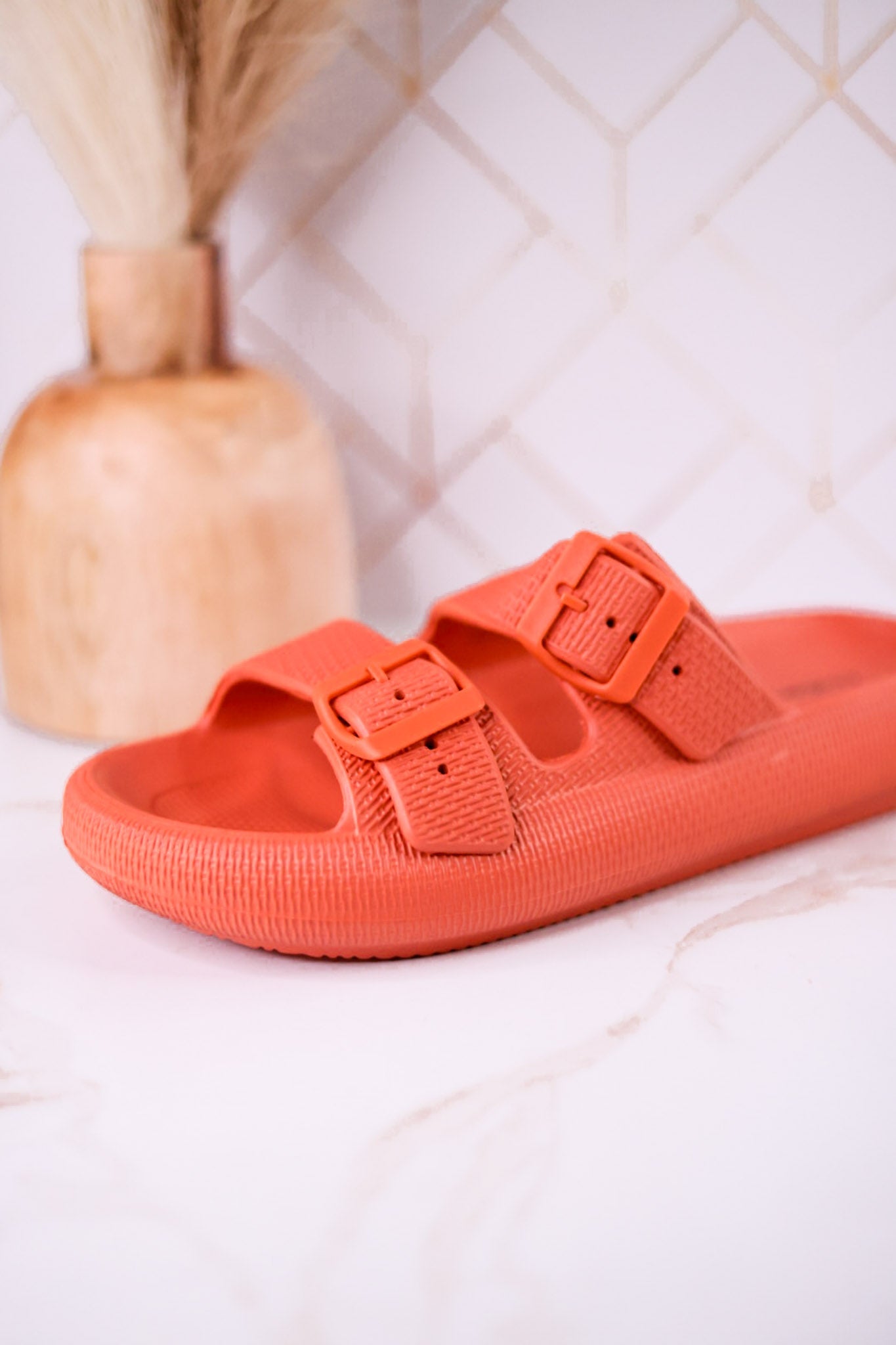 Orange Cushioned Waterproof Slides - Whiskey Skies - SPRING FOOTWEAR