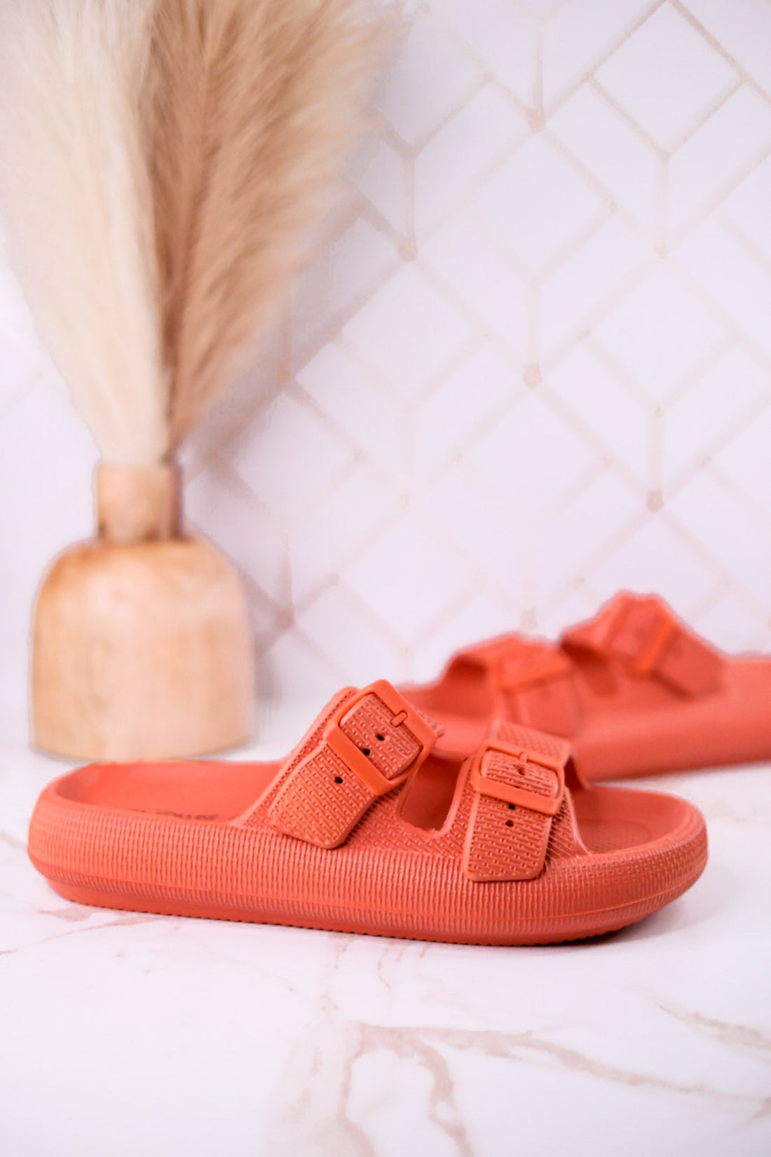 Orange Cushioned Waterproof Slides - Whiskey Skies - SPRING FOOTWEAR
