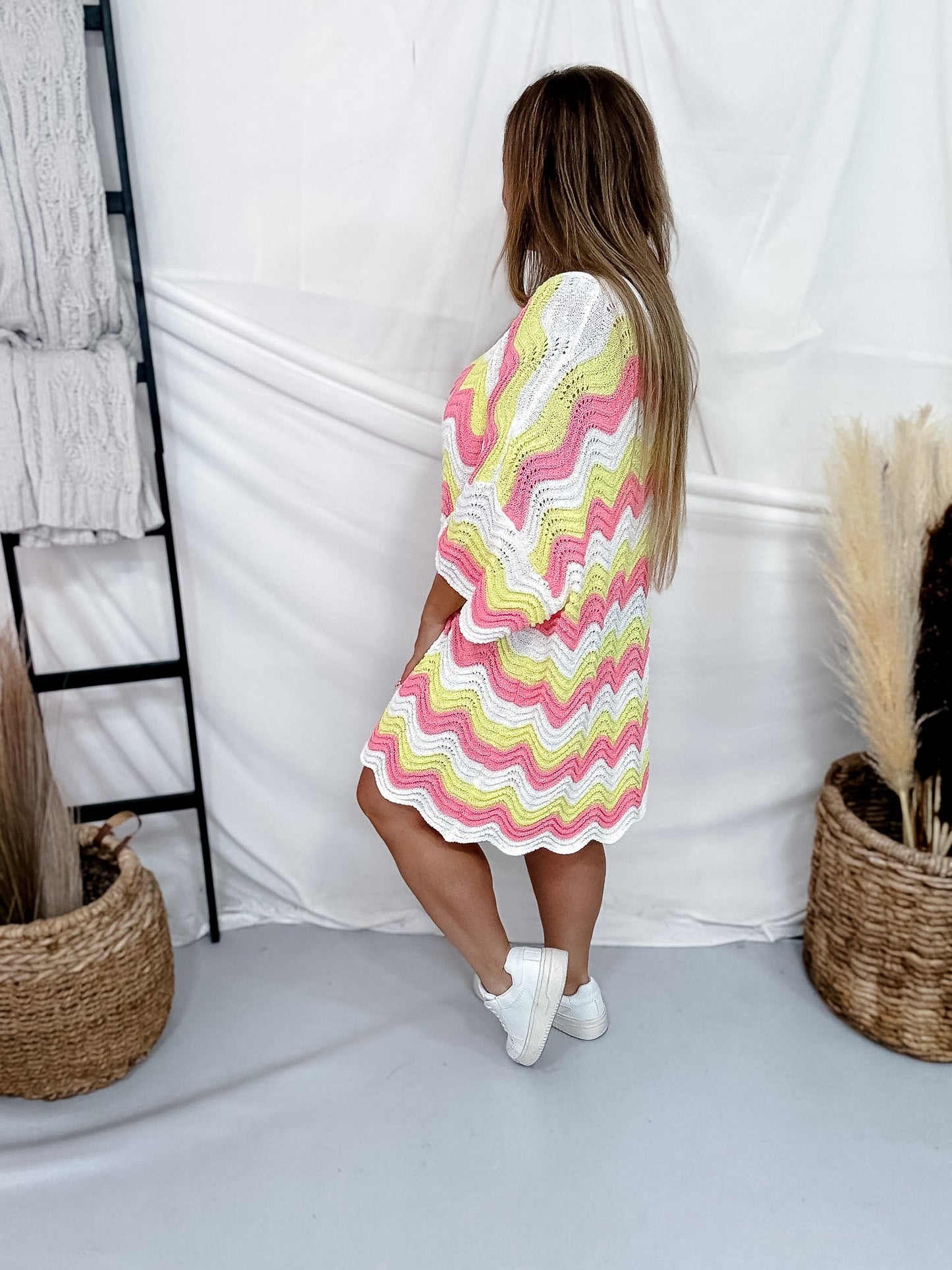 Orange Dream Chevron Patterned Crochet Tunic - Whiskey Skies - J.NNA