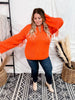 Orange Dropped Shoulder V Neck Sweater - Whiskey Skies - DAVI & DANI