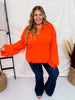 Orange Dropped Shoulder V Neck Sweater - Whiskey Skies - DAVI & DANI