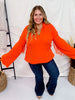 Orange Dropped Shoulder V Neck Sweater - Whiskey Skies - DAVI & DANI